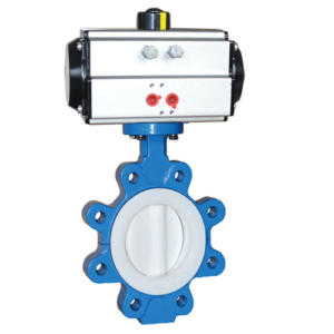 Pneumatic Spring Return ,Lugged and Tapped Butterfly Valve PTFE Disc & Liner