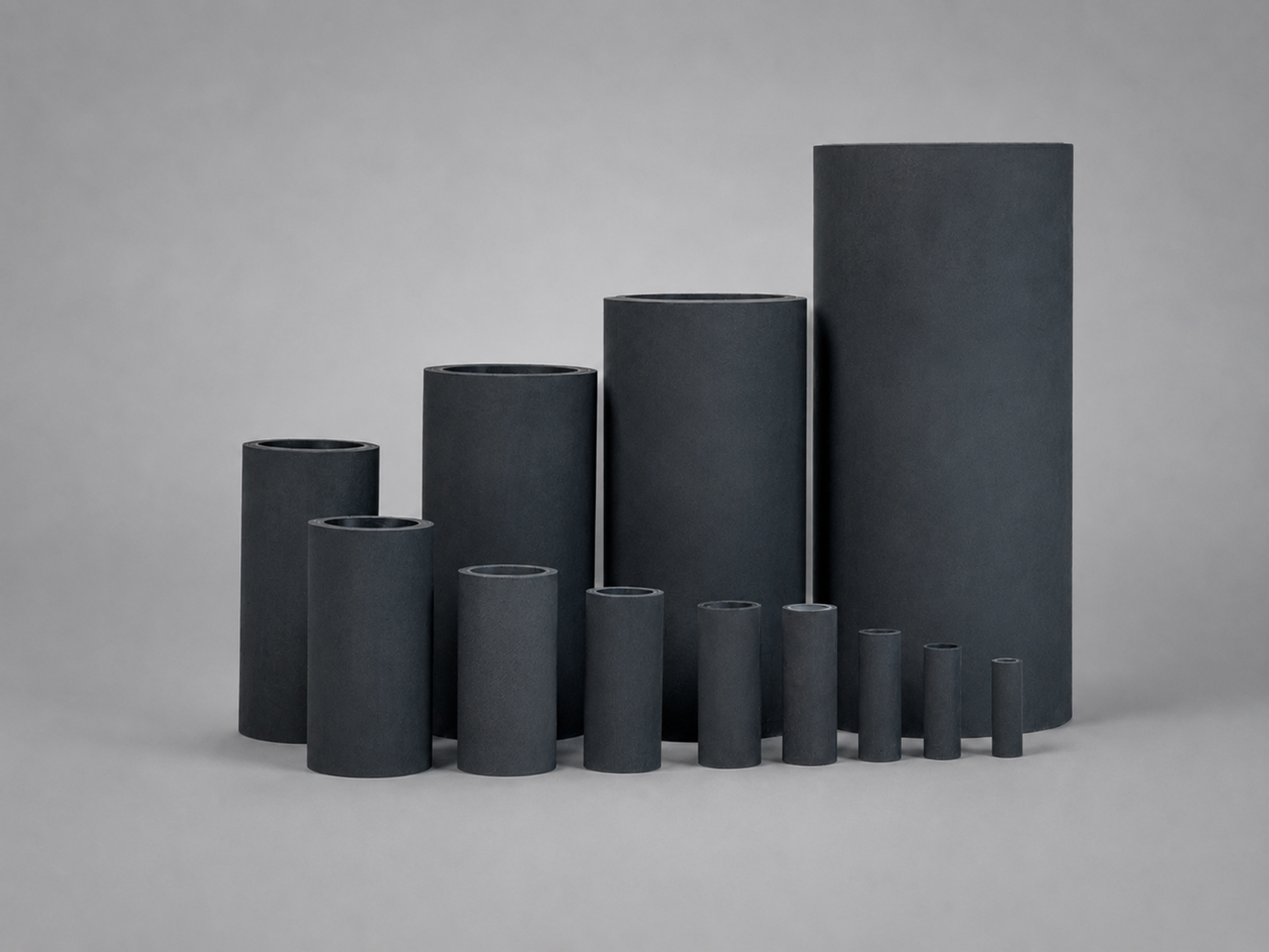 Black Premaflex replacement pinch valve sleeves in multiple sizes