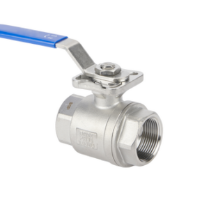 BSP stainless steel two-piece direct-mount ball valve with blue lever