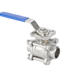 ODBW stainless steel three-piece ball valve with blue lever