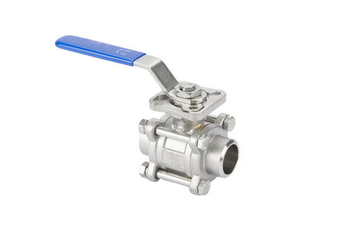 ODBW stainless steel three-piece ball valve with blue lever