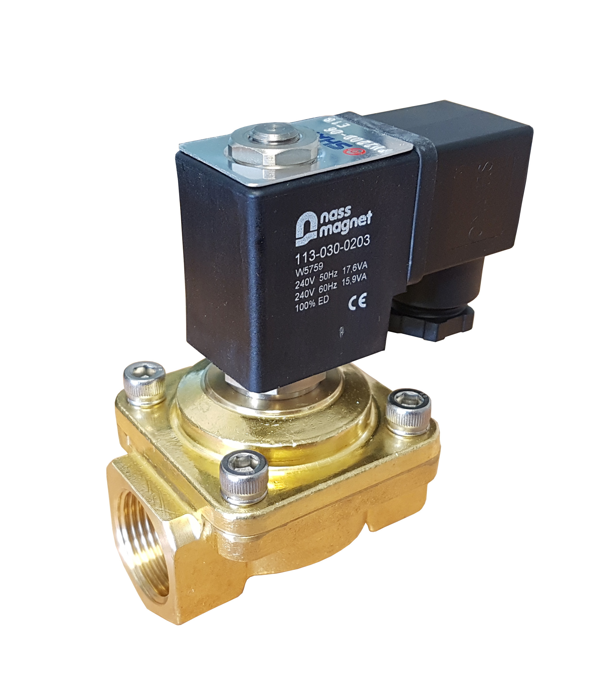 Brass PU220D WRAS normally closed water solenoid valve