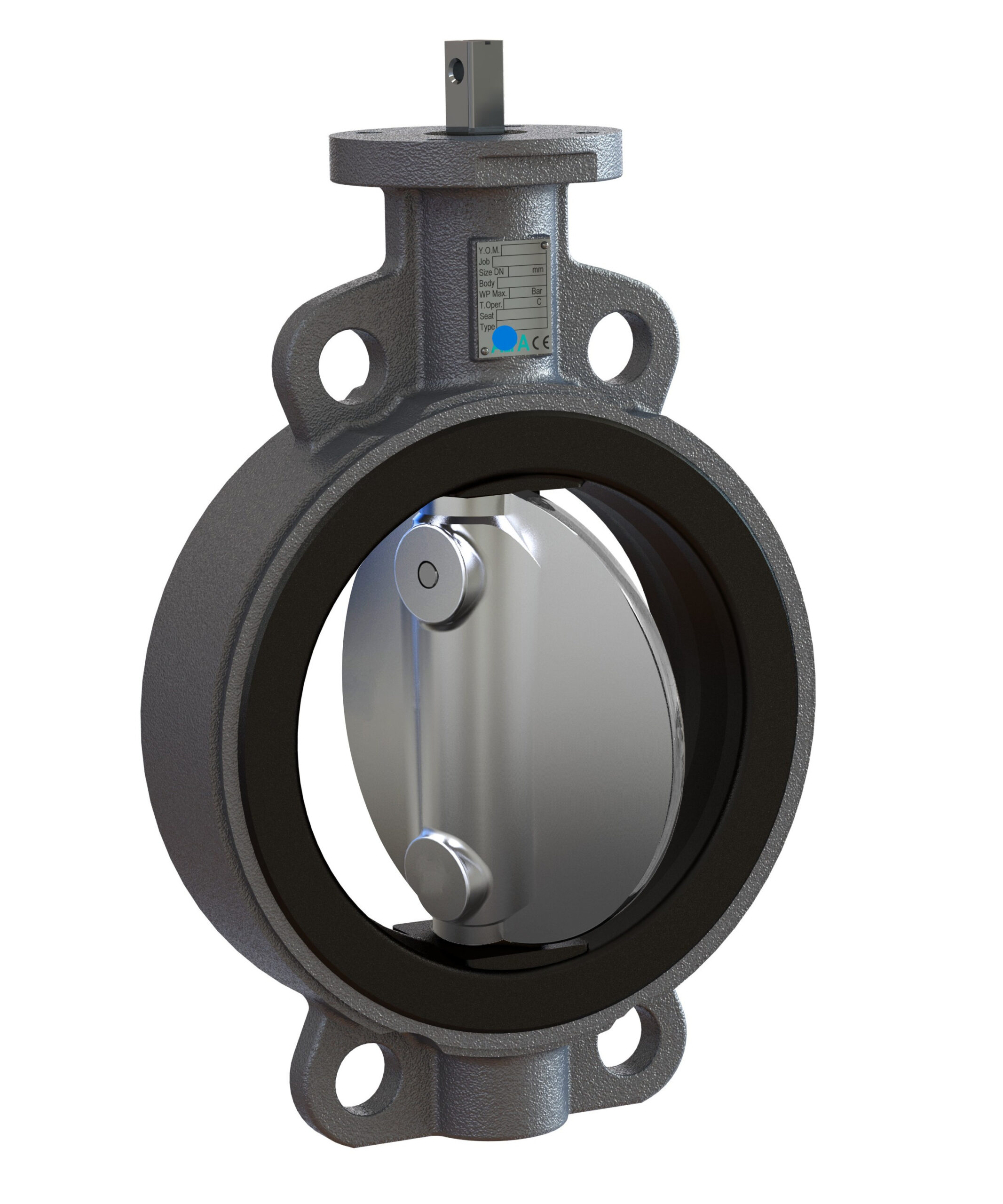 PV57 NBR or EPDM wafer type butterfly valve with bare shaft